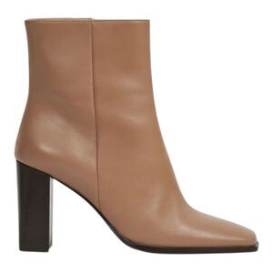 REISS Womens Casey Leather Camel Square Toe Chic Block Heel Boots Size 10.5